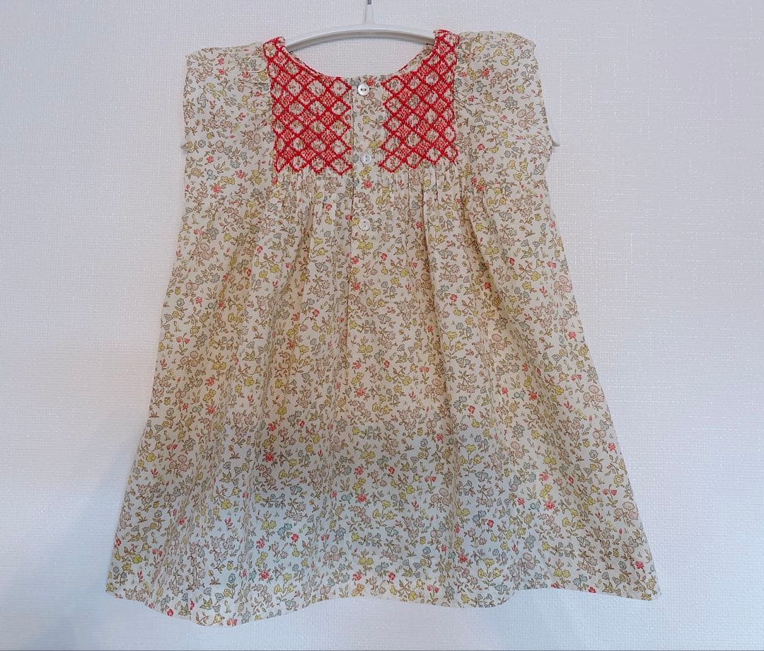 Bonpoint花柄 スモッキングワンピース チュニック18m 80cm - メルカリ