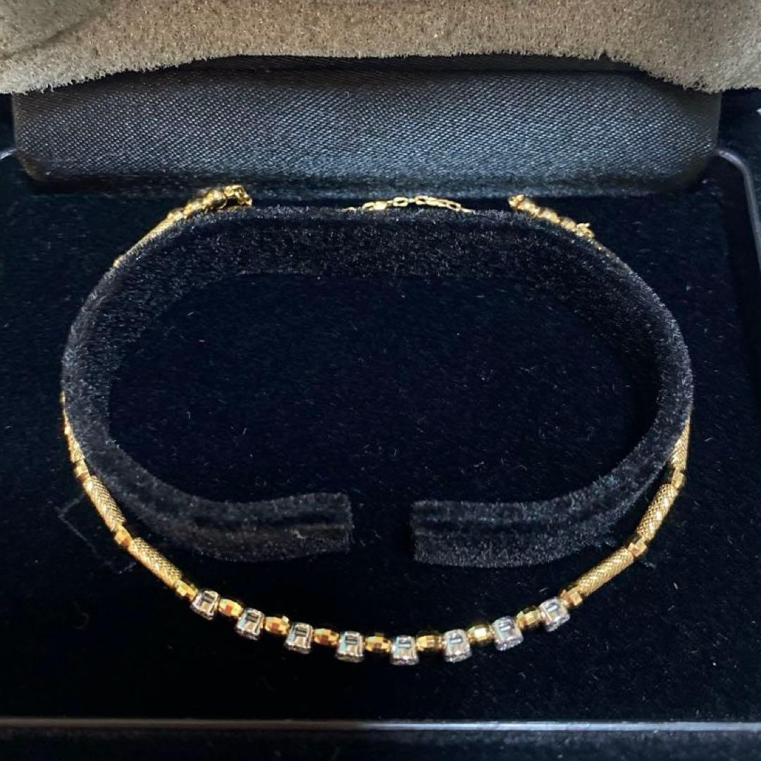 K18YG/WG ダイヤモンド 0.28ct バングル ブレスレット 品質保証書