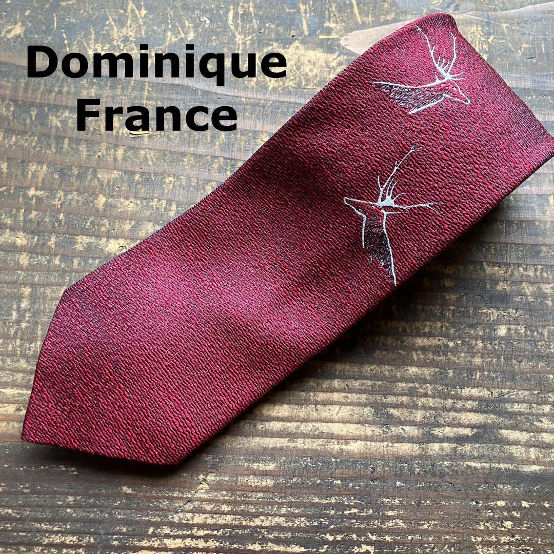 ドミニクフランス 王冠ランク スリークラウン ネクタイ 鹿 ボルドー