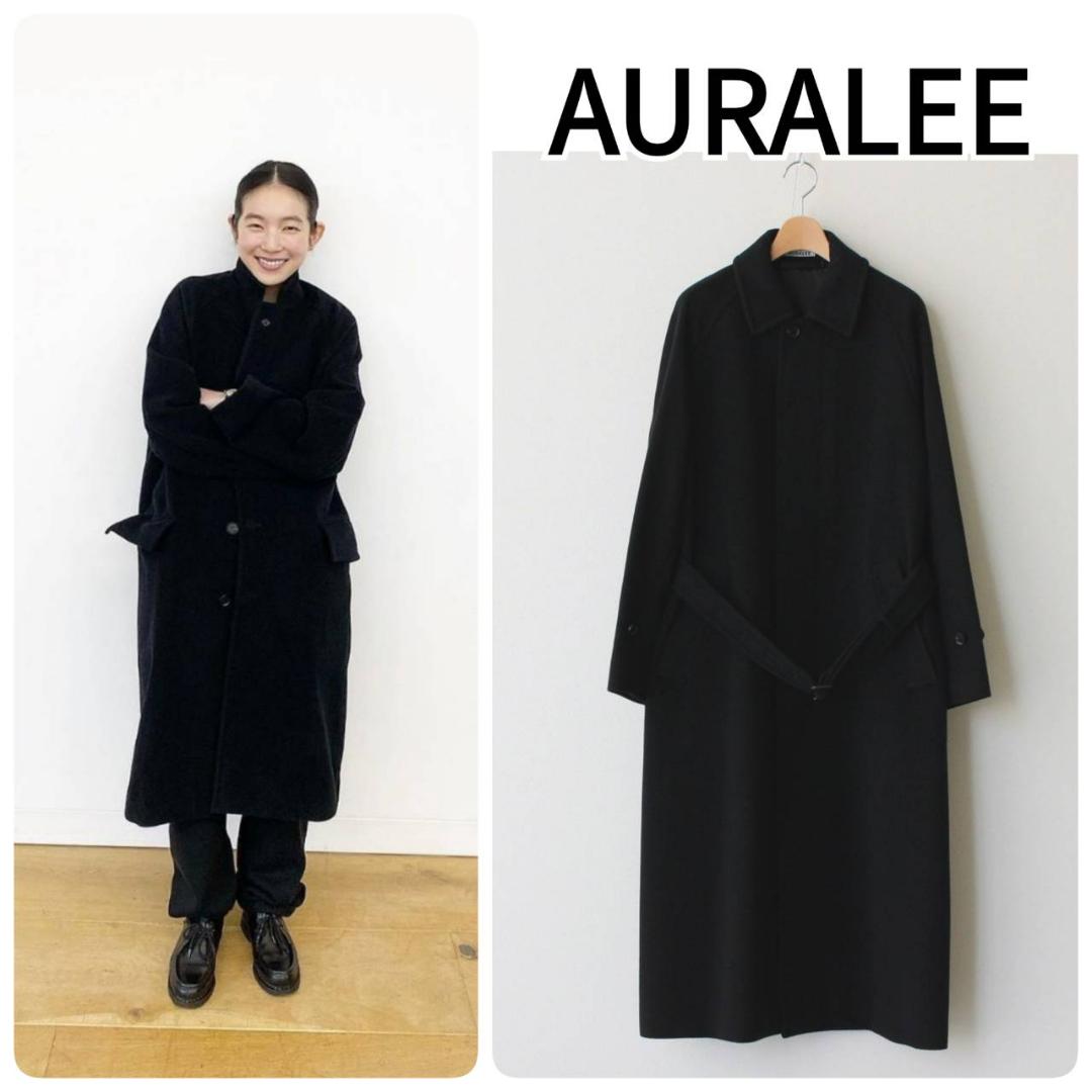 希少】AURALEE 21AW カシミヤウールモッサステンカラーコート 0 黒