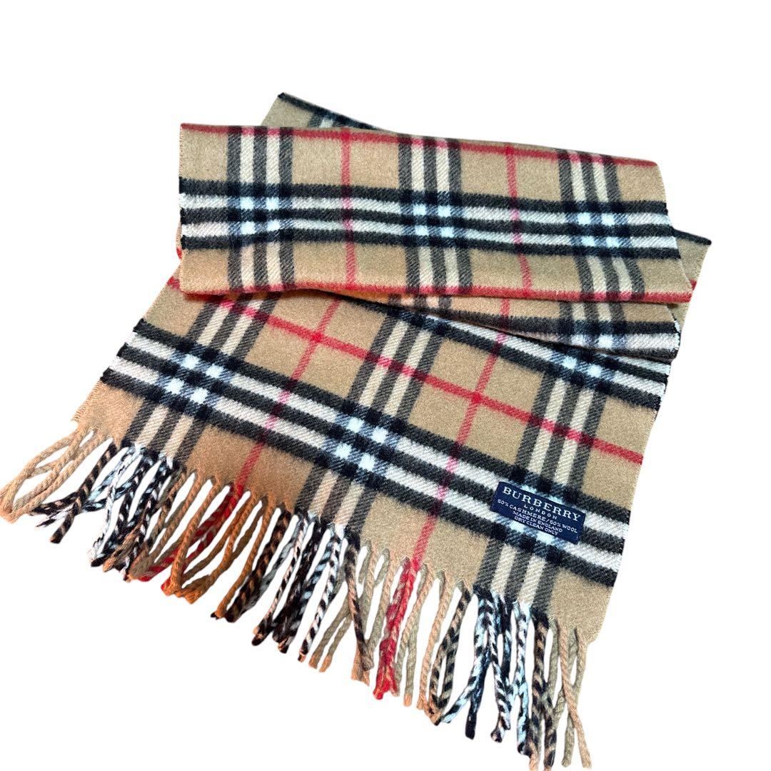 BURBERRY マフラー チェック柄 カシミヤ ウール ノバチェック - メルカリ