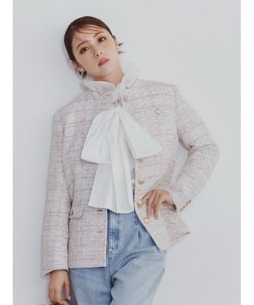 サイズ36　CELFORD　ファンシーツイードロングジャケット　セルフォード CELFORD（セルフォード）の「ファンシーツイードロングジャケット