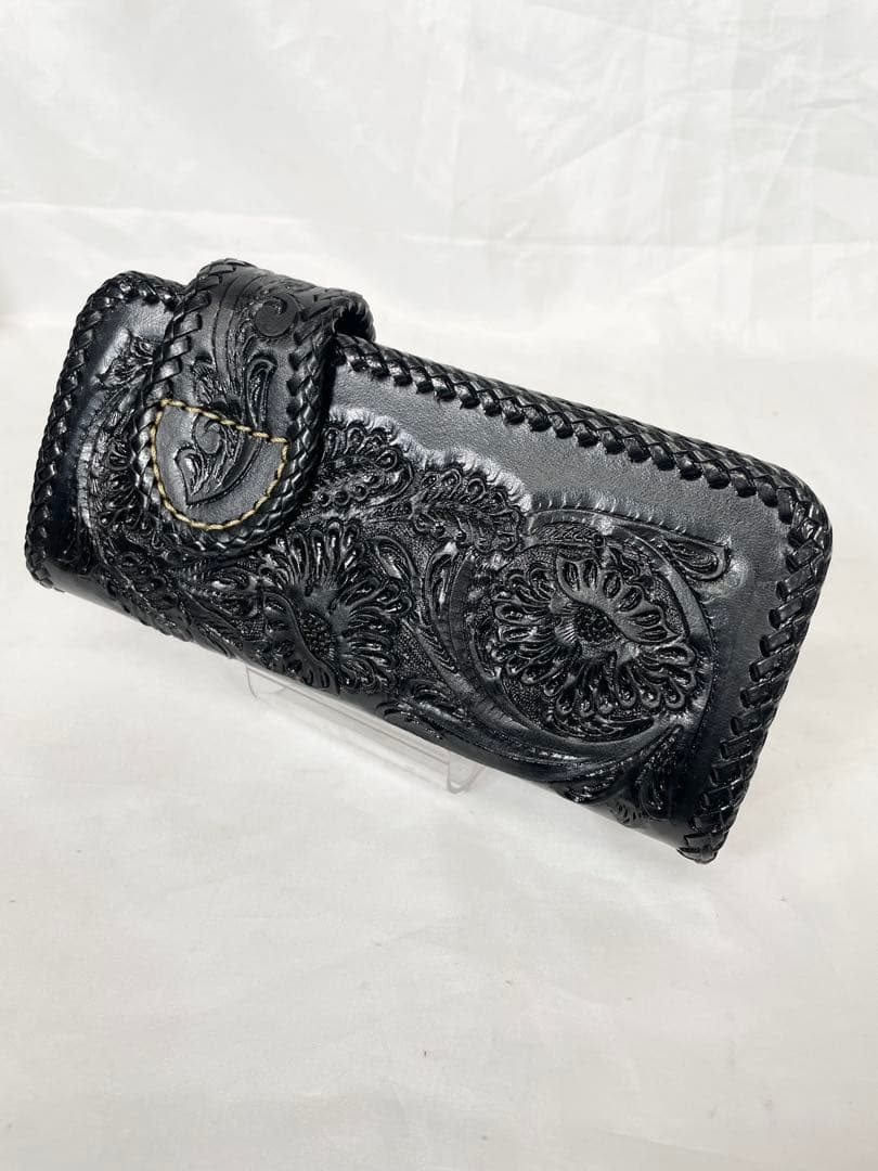 TSTSTS様専用 財布 レザー カービング 黒 ライダース バイカーズ