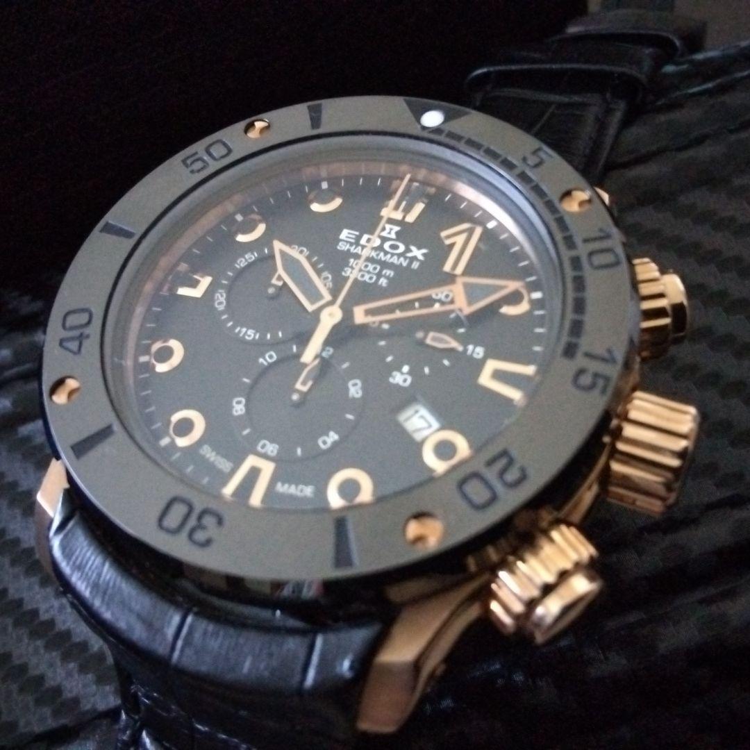 EDOX■シャークマン■500M防水■限定モデル■エドックス■ローズゴールド エドックス2019新作【クロノオフショア1】シャークマンIII クロノ