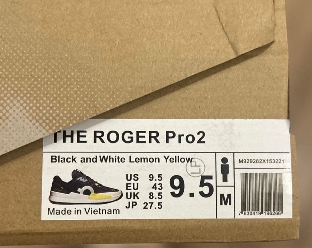 On テニスシューズ 黒/ レモンイエロー　クレーコート　27.5cm 新品