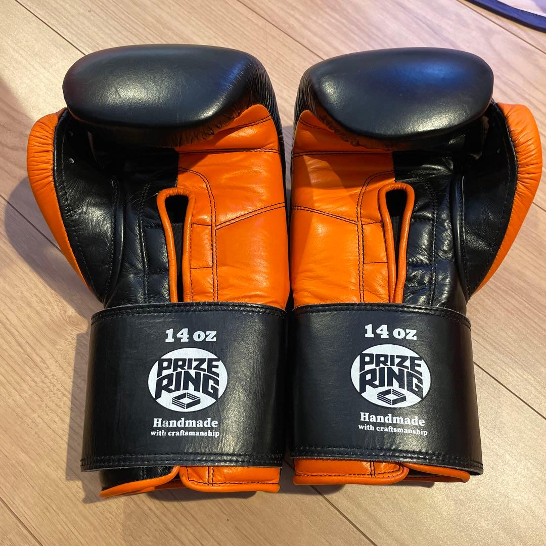 PRIZE RING ボクシンググローブ 14 oz 黒/オレンジ - メルカリ