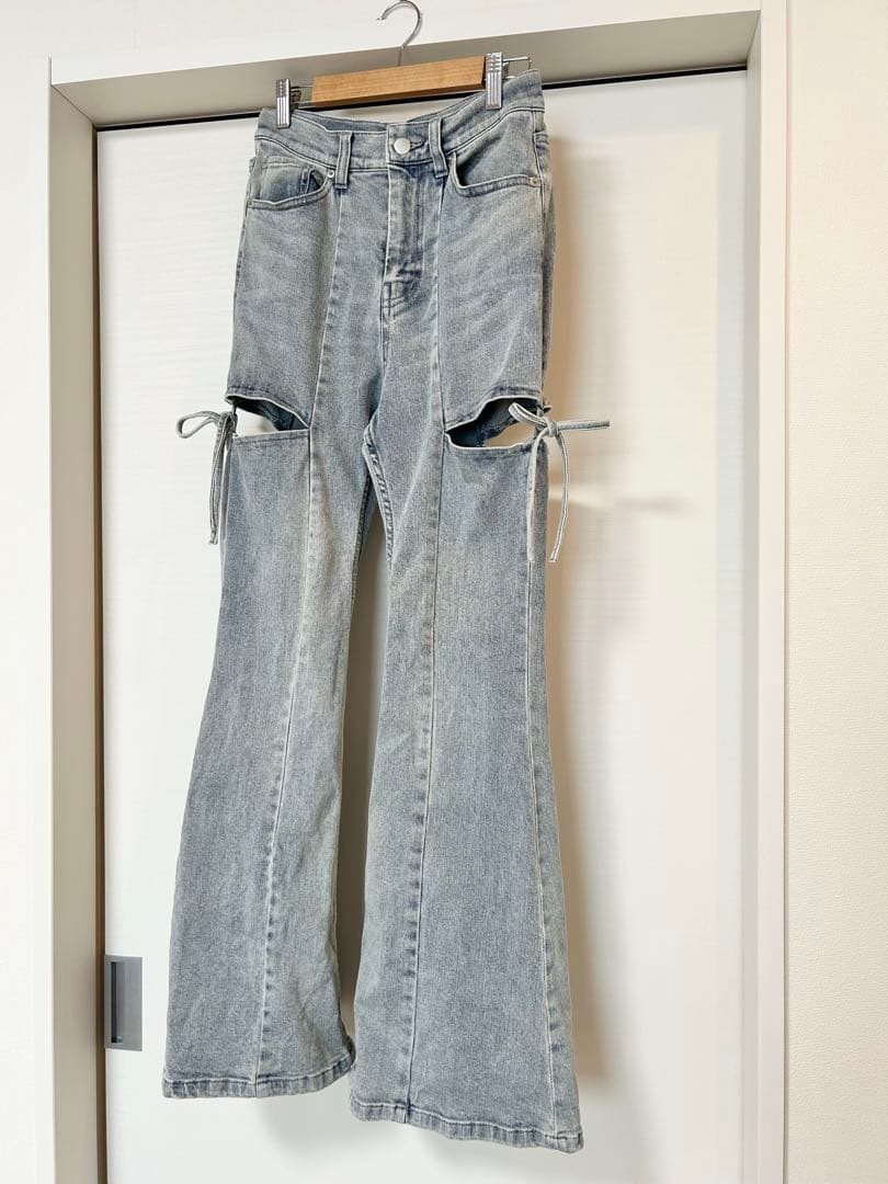 RESEXXY カットアウトリボンデニムパンツ アイスブルー S - メルカリ