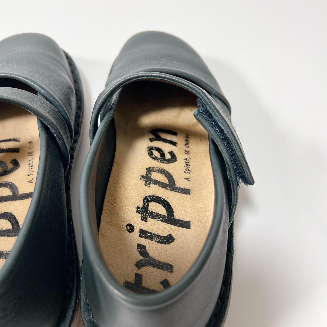 《極美品》トリッペン Ahead ベロクロストラップシューズ ネイビー 36