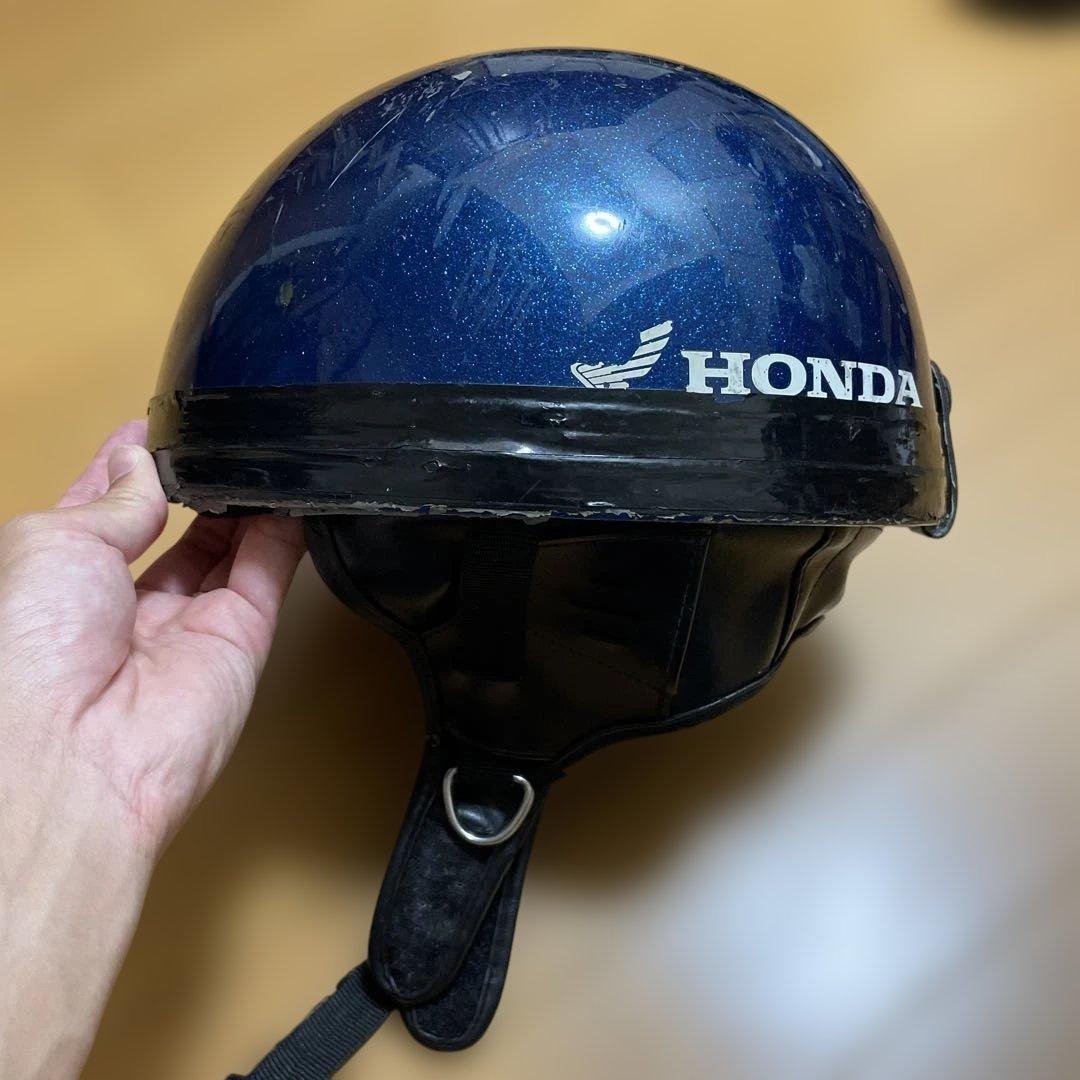 コルク半 ヘルメット ツバなし 青 HONDAのシール付き - メルカリ