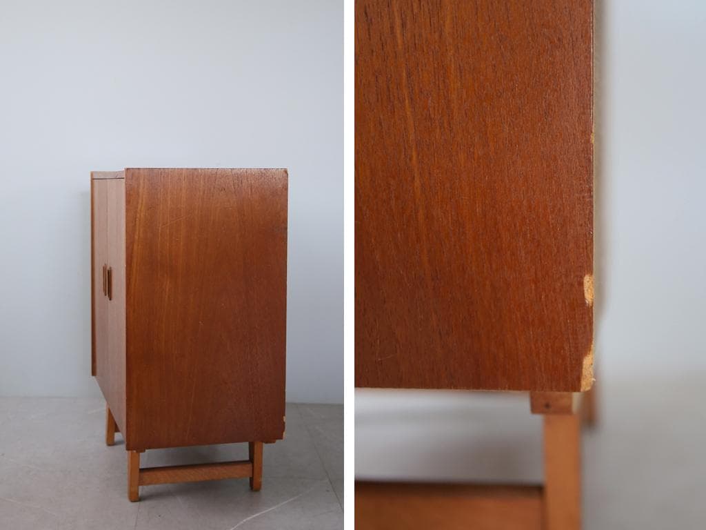 英国アンティークチークキャビネット/木製サイドボード/キッチン収納