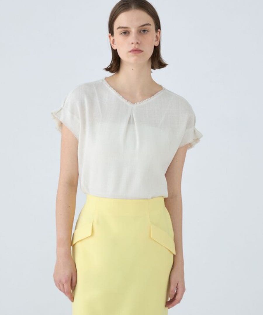 BALLSEY ポリエステルレーヨンカラミ タックスリーブブラウス 36