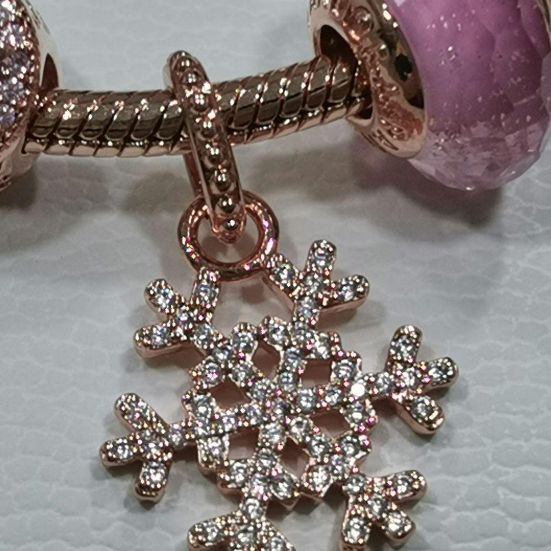 PANDORA ローズゴールド ビーズブレスレット スノーフレークチャーム