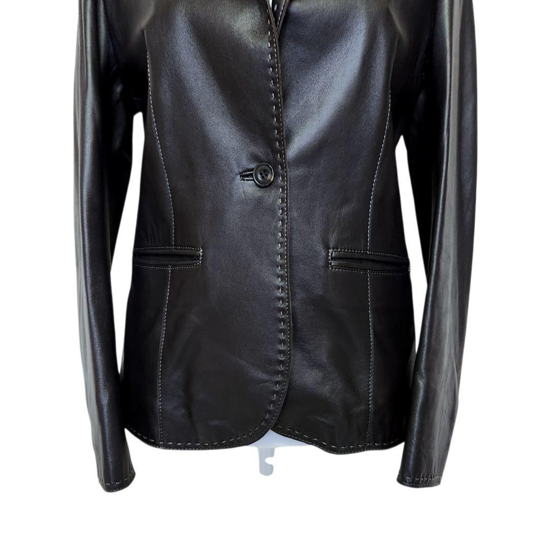 美品】BALMAIN バルマン 羊革 スタンドカラー レザージャケット 総柄