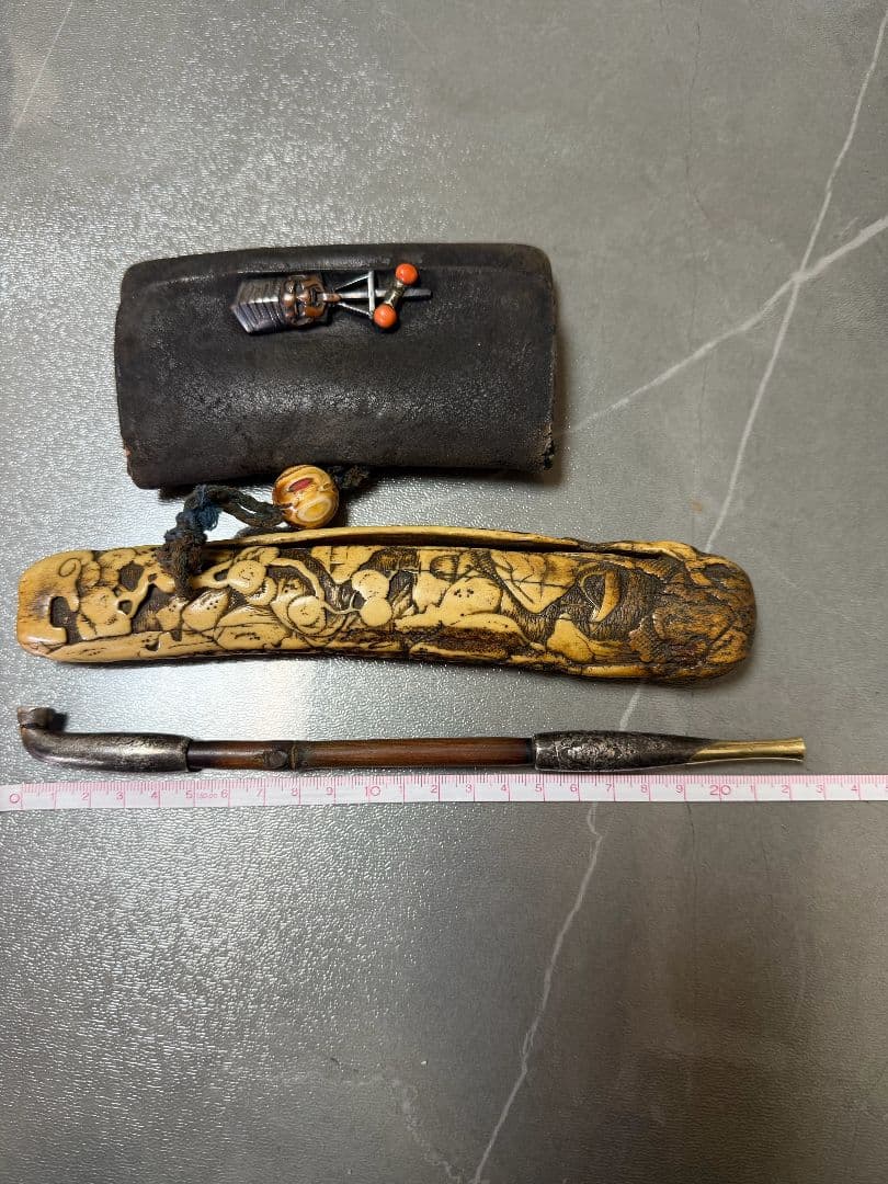 キセル　K18　彫金　煙管　緒締め玉 　煙草入れ　喫煙具　アンティーク Yahoo!オークション -「煙管 キセル 銀」(その他) (喫煙グッズ)の落札