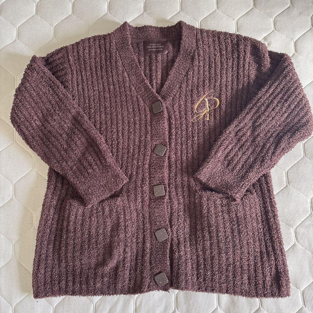 美品】ジェラートピケ べビモコメランジリブ 上下セット ブラウン