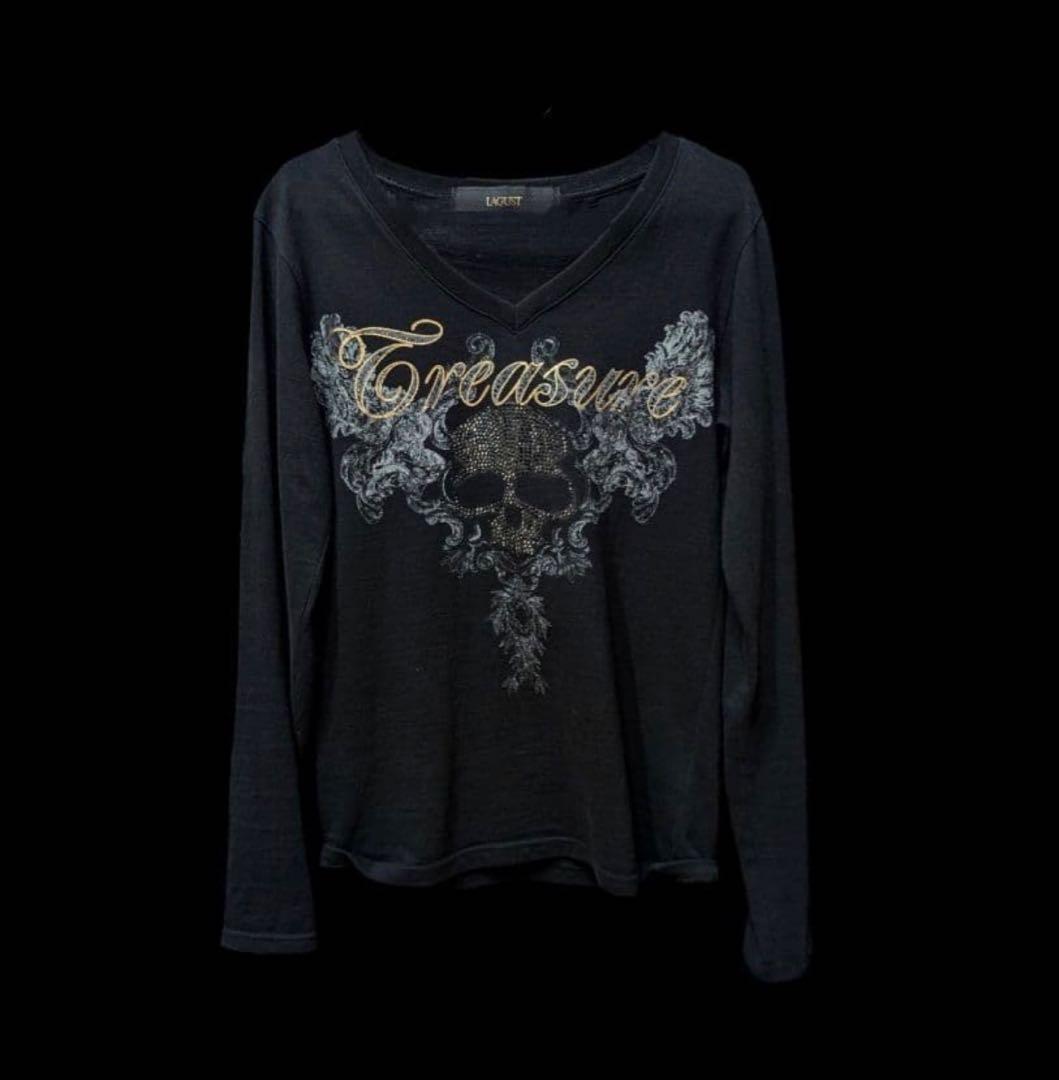 lagust skull ロンt archive y2k お兄系 平成 グランジ archive グランジ スカル ダメージニット 平成 お兄系 ダーク 日本製