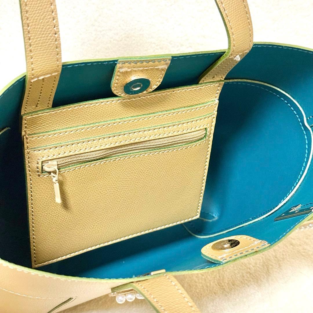 美品✨ LANVIN en Bleu アンセルム トートバッグ ロゴ パール - メルカリ