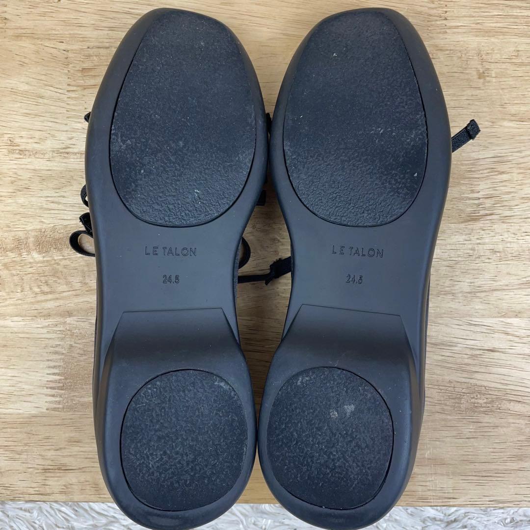 美品✨　ルタロン　ダブルリボンバレリーナ　ブラック　24.5cm