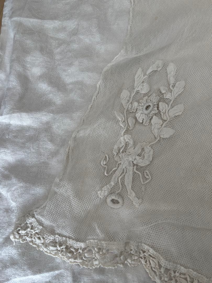 フランスアンティーク レース カフェカーテン リング付き