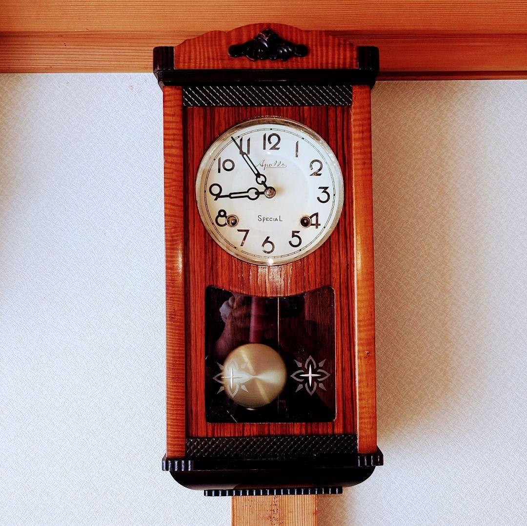 〈完動・美品〉Apollo時計社　宮型ゼンマイ振り子時計　ボンボン時計古時計 完動・美品〉Apollo時計社 宮型ゼンマイ振り子時計 ボンボン時計古時計