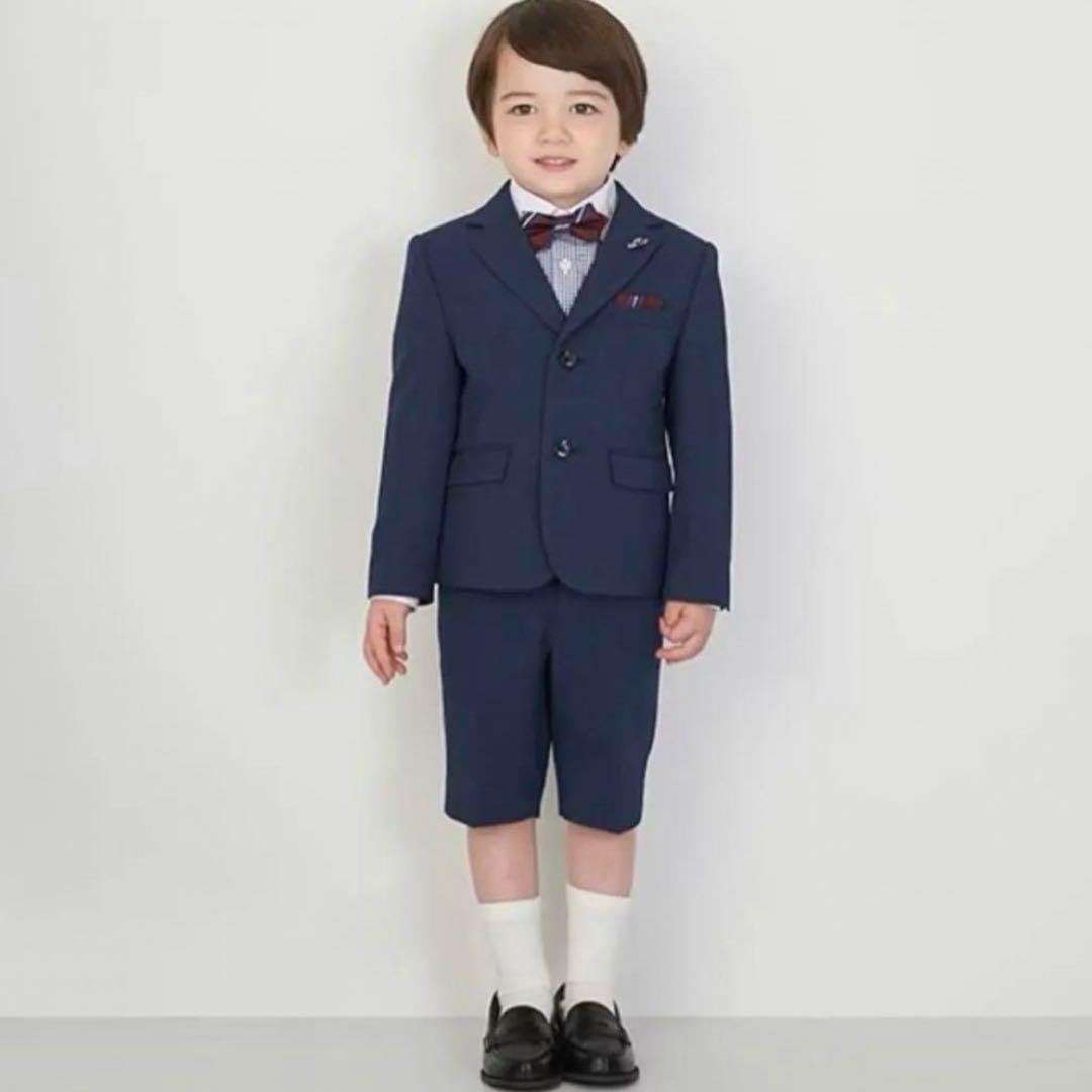 入学式✴︎入園式✴︎卒園式✴︎結婚式子供用ネイビー スーツ・ブレザー 蝶ネクタイ付き 紅型 キッズ蝶ネクタイ 【ネイビー】 入園・卒園式・入学式・結婚式の