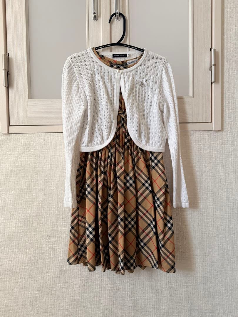 バーバリーワンピース8Y & bebeカーディガンセット130 卒園式入学式