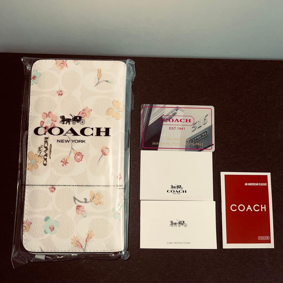 新品未使用】COACH コーチ長財布 C8695 SV/WE 白 ホワイト花柄 - メルカリ
