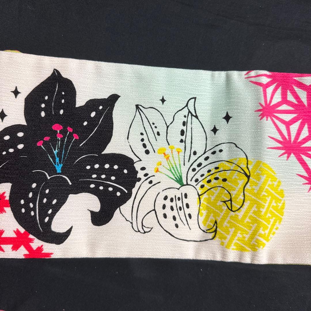 ハセガワアヤ　ばらいろ　半幅帯　ユリ　百合