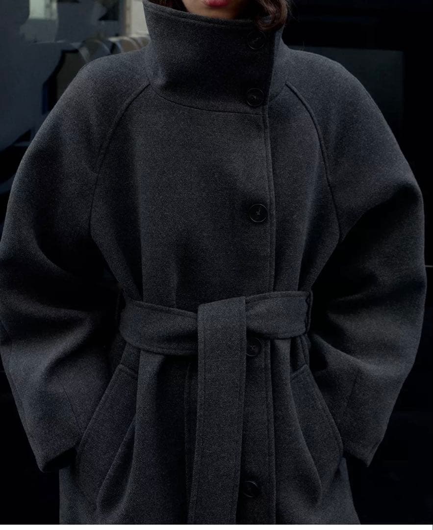 完売品！ZARA ソフトハイネックベルトコート - メルカリ