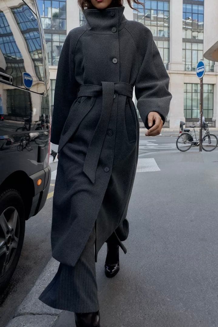 完売品！ZARA ソフトハイネックベルトコート - メルカリ