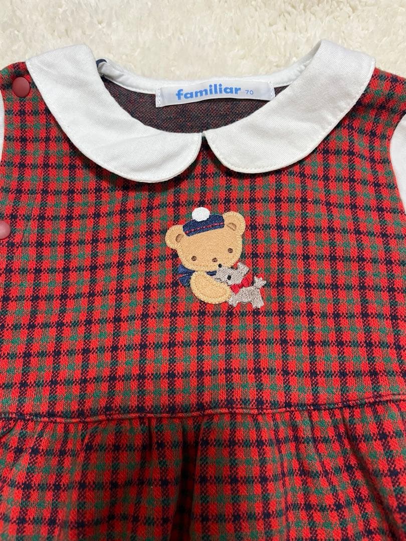 familiar チェック柄ロンパース 70 - メルカリ