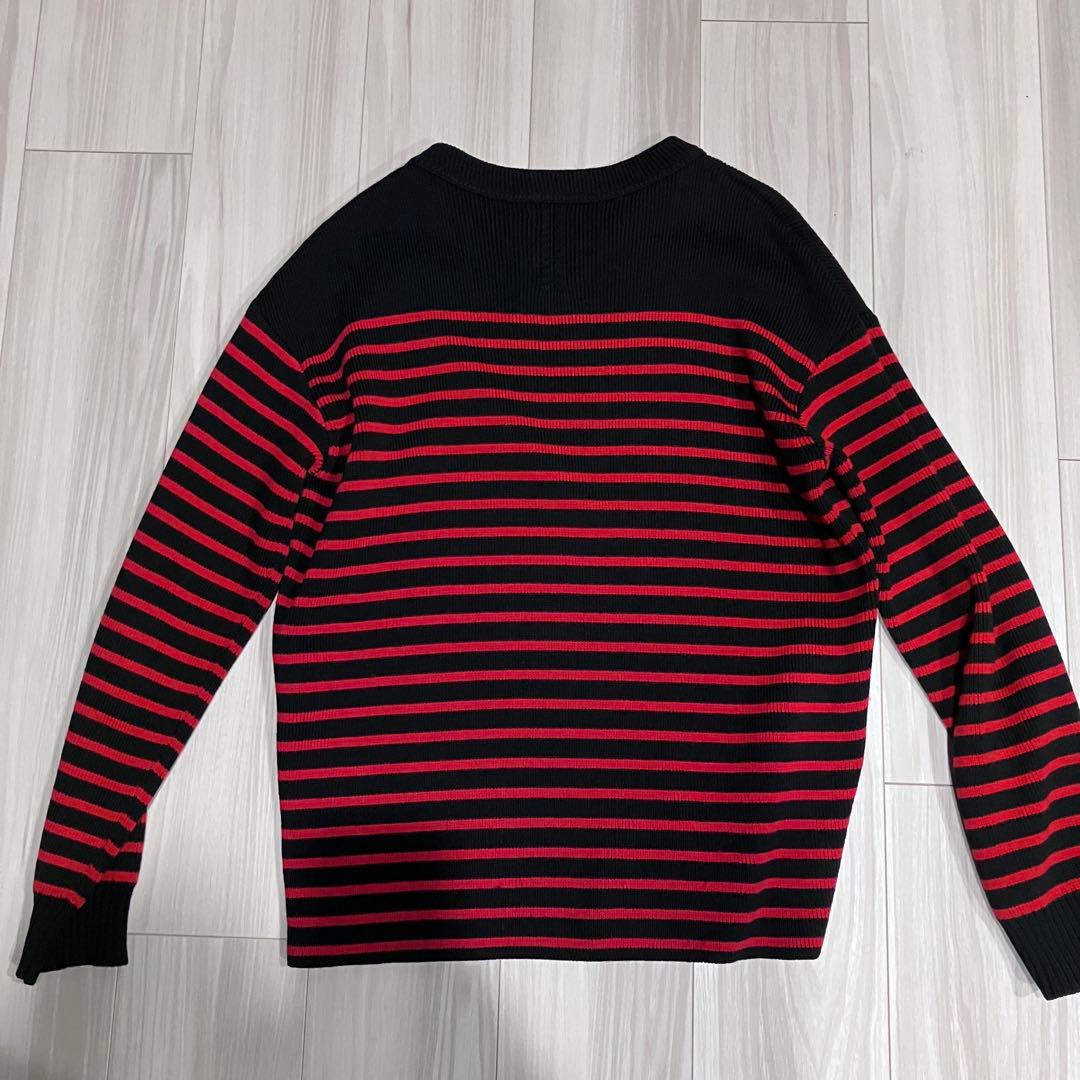 SAINT LAURENT 黒赤ストライプ ニット S 登坂 美品 - メルカリ