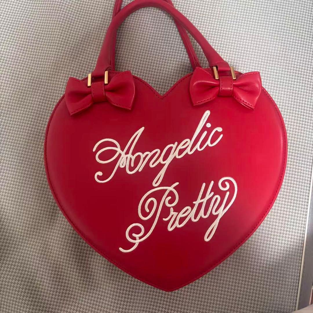 Angelic Pretty ハート バッグ ピンク ロゴ刺繍 Embroidered Logo Heart Tote Bag by Angelic Pretty