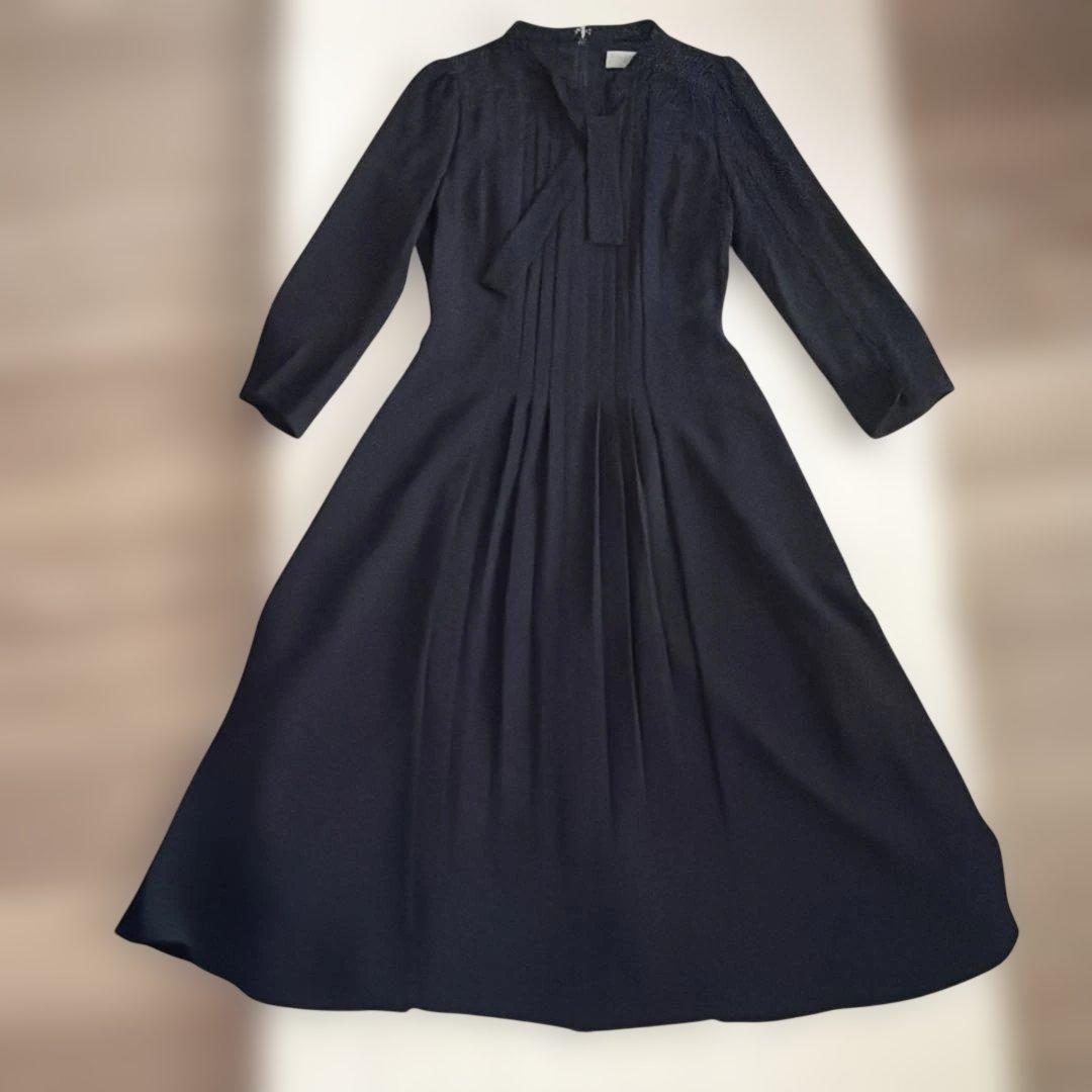 セルフォード CELFORD ボウタイ プリーツ ワンピース 34 濃紺 - メルカリ