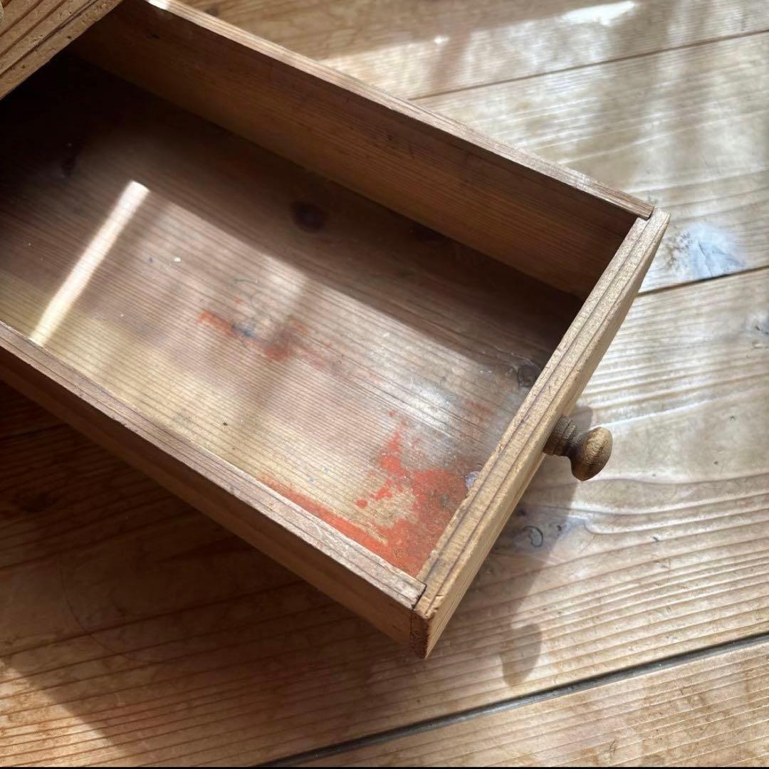 アンティーク チェスト 整理木箱 引き出し 古家具 木製 マス目 小