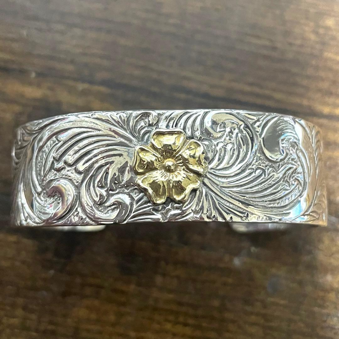 レア　Larry smith バングル　ローズ　ラリースミス　メンズ　シルバー ラリースミス(LARRY SMITH) FLOWER BRACELET バングル シルバー