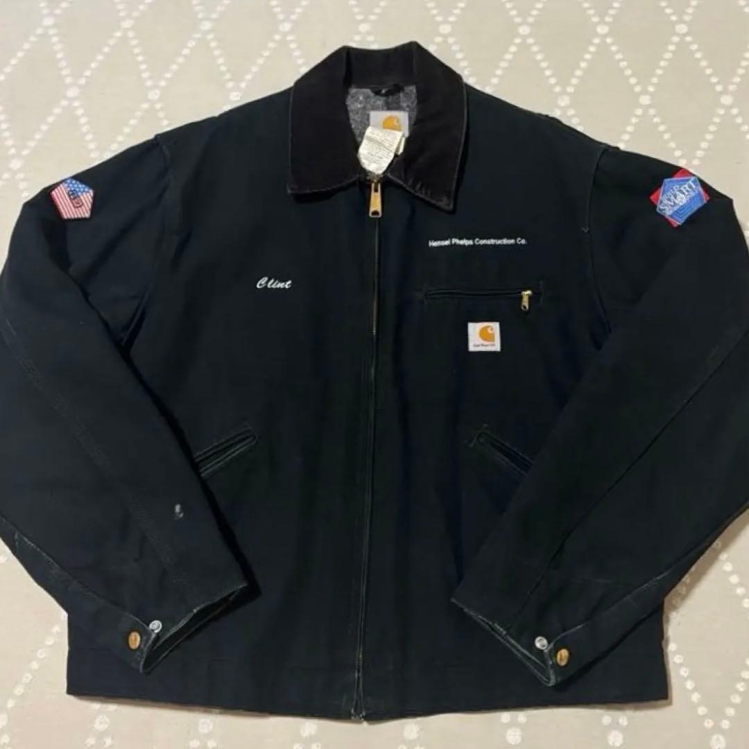 【レア】 Carhartt デトロイトジャケット 刺繍 ブラック 42 J01 CarHartt(カーハート) デトロイトジャケットJ01 BLK J01 BLK ブラック