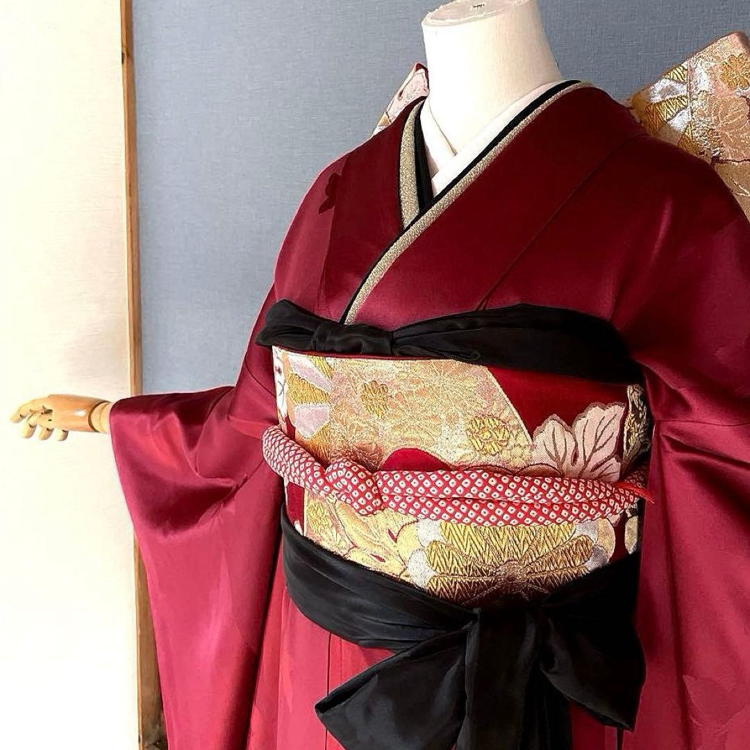 振袖フルセット 手染め無地 成人式振袖 振袖 裄丈68 ➕サイズ 赤系