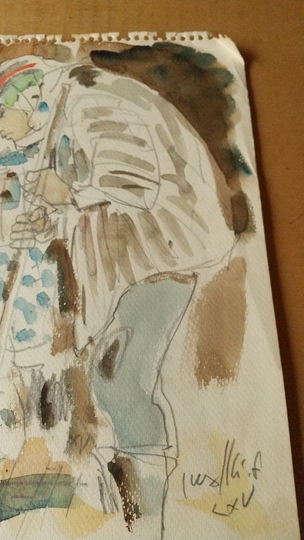 古沢岩美 キリスト誕生 聖夜 水彩まくり クリスマス