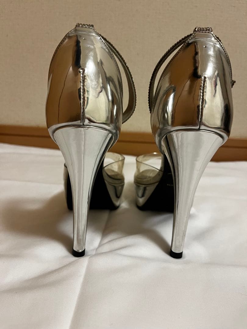 ベストボディジャパン 公式シルバー クリアストラップ ハイヒール23.5