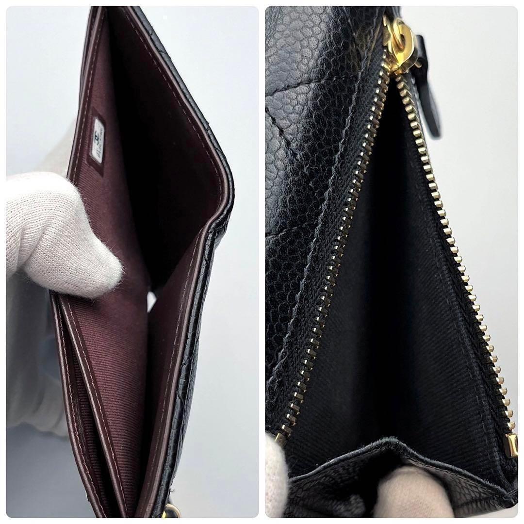 CHANEL マトラッセ キャビアスキン スモールウォレット 正規保証 Z446