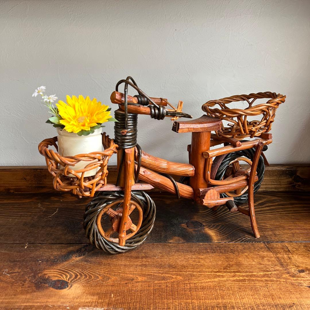 k29 天然素材 木のぬくもりを感じる自転車の置物 Bicycle 全長35