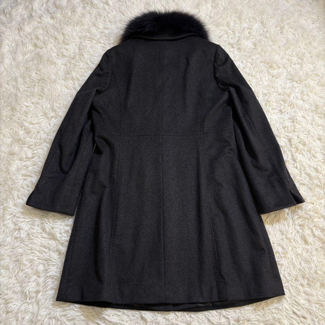 新品 元町ゼラール 15号 ロングコートカシミヤ100% フォックスファー