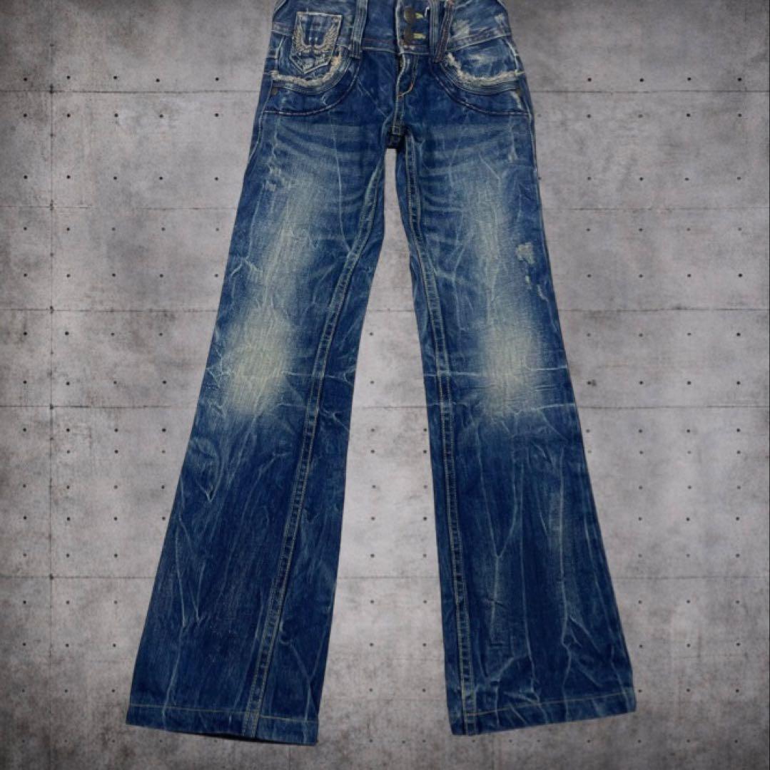 希少✨ REDPEPPER 羽刺繍 フレアデニム 平成ギャル Y2K ローライズ