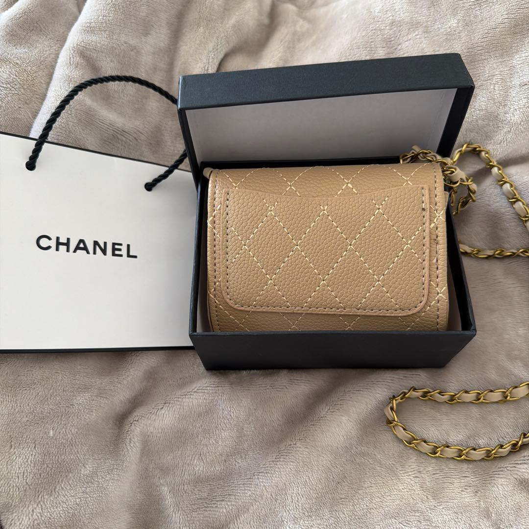 新品未使用 ノベルティーCHANEL ベージュ キルティング ショルダー