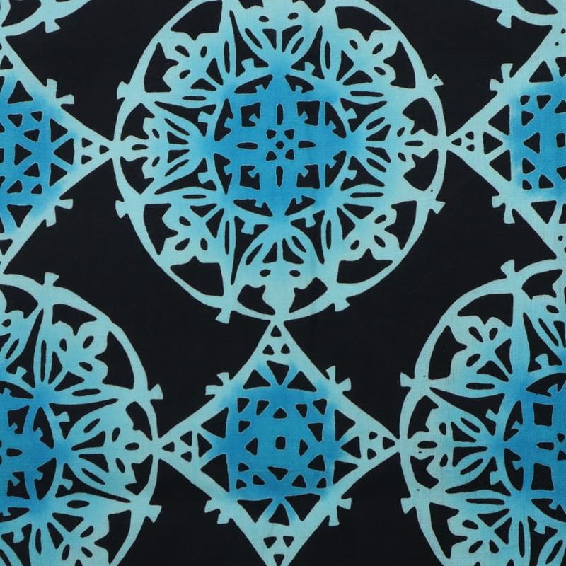 《cat★浴衣『三勝染』アラベスク幾何学模様◆黒×ブルー◆UB5-2》