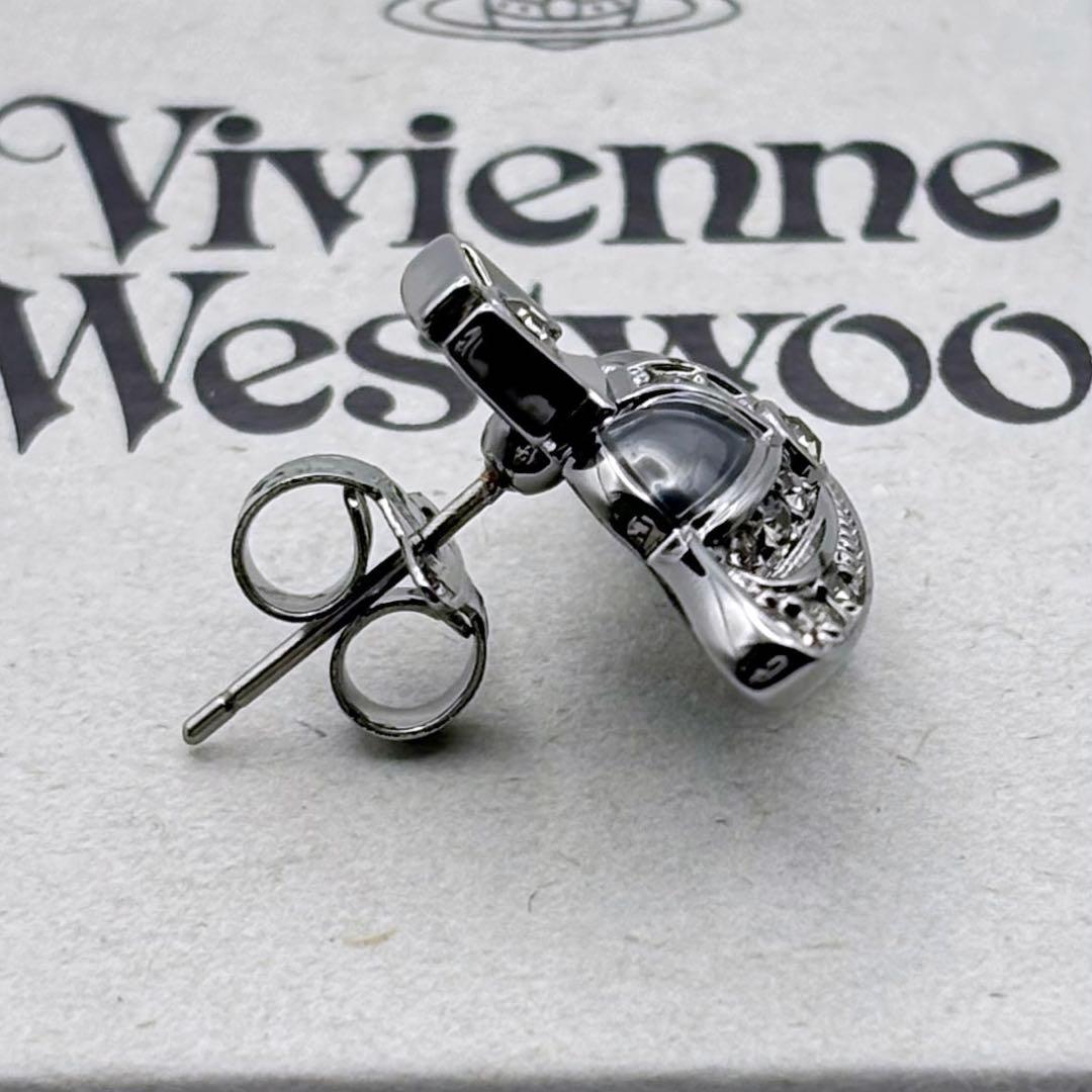 新品 ヴィヴィアンウエストウッド ディアマンテ ハート ピアス グレー
