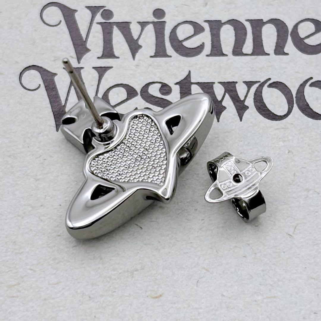 新品 ヴィヴィアンウエストウッド ディアマンテ ハート ピアス グレー
