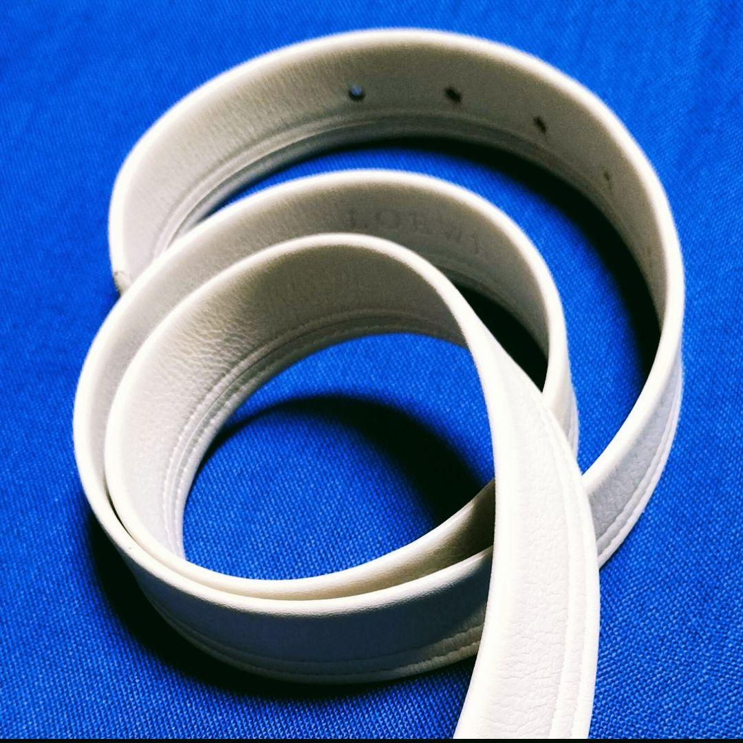 ✨特選品✨《LOEWE》✨ホワイト本革ベルト シルバーバックル 白ステッチベルト