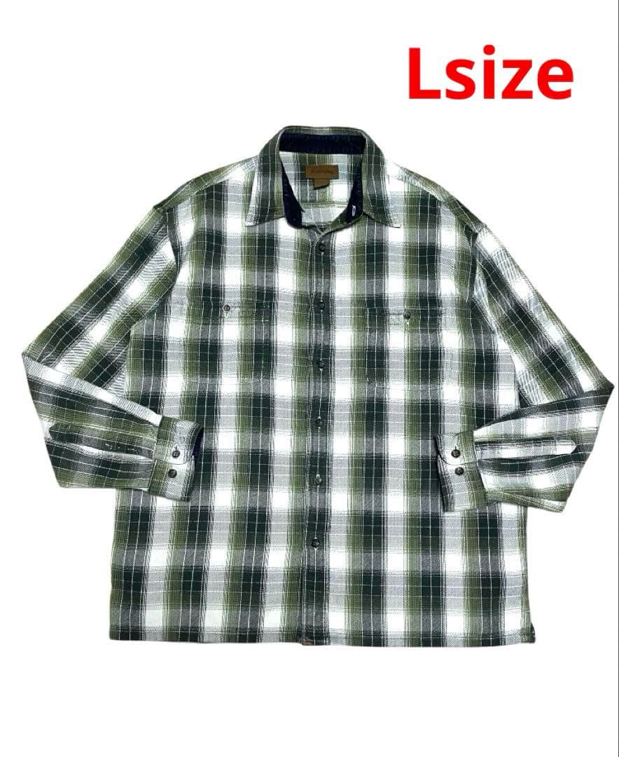 st.john's bay ネルシャツ ヘビネル オンブレシャツ グリーン L - メルカリ